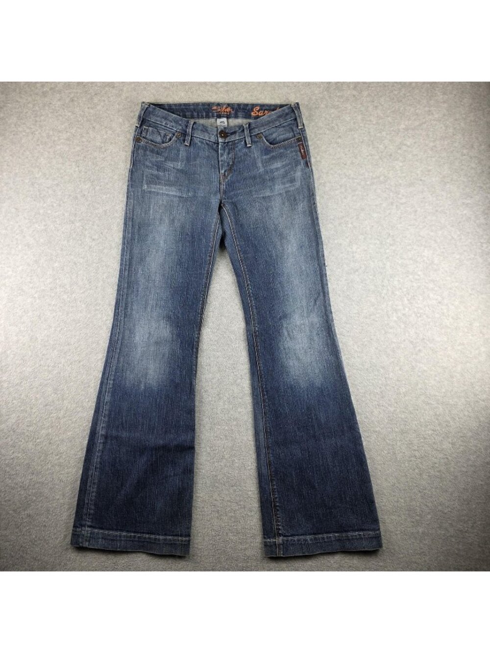Silver Jeans Sarah Bootcut Womens 28 Blue Medium Wash Slim Fit Stretch Distresse